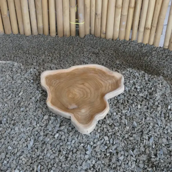 Product image 1 of the product “Natural unique teak plate,  approx diameter 40cm with a Height of 3cm ”